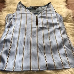 Blue Cami blouse with black and white lines From Express never been used